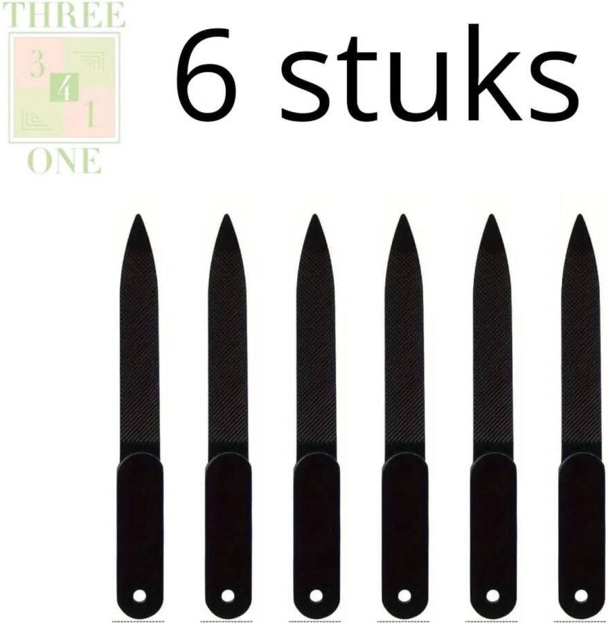Three4One Zwarte nagelvijl 6 stuks Fijne nagelvijl Dubbelzijdige nagelvijl Professionele nagelvijl met korrel Nail file