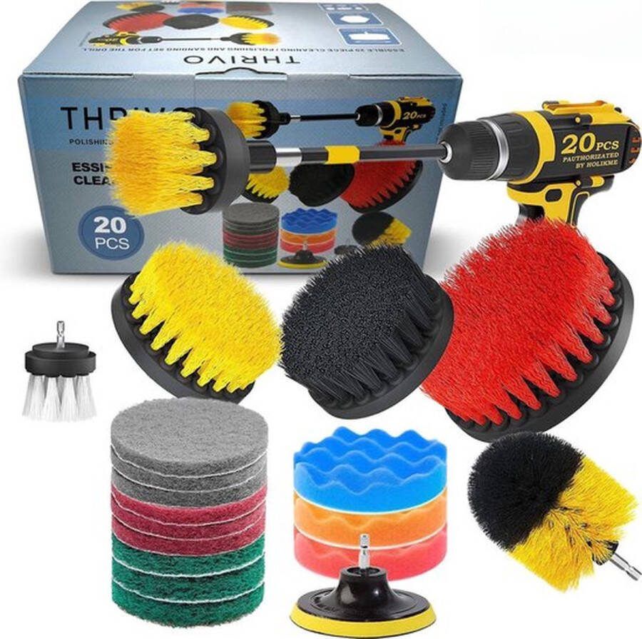 Thrivo Borstelboor Set 20 Stuks Schrobborstel Polypropyleen borstel boormachine schrobborstel schuurborstel automatische reiniging 20 delige borstelset voor boormachine