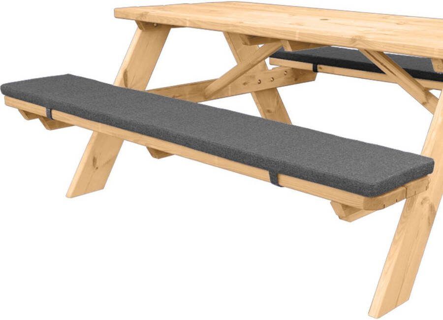 Thuishout Picknicktafel Tuinbank Kussens 120 x 30 cm 4 cm dik Buitenkussens GoedkopePicknicktafels.nl Set van 2