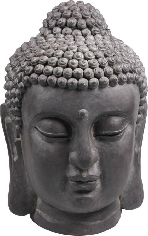 Warentuin Boeddha hoofd M 42 cm zwart Fiberclay