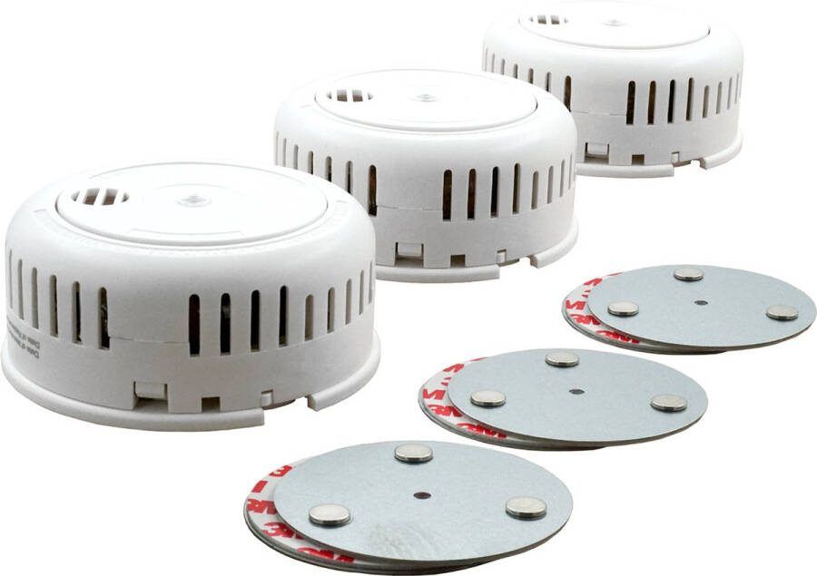 Thuislink TLB-10 rookmelders + montageset magnetisch set van 3 stuks Voldoet aan Europese norm EN14604 Met 10 jaar garantie