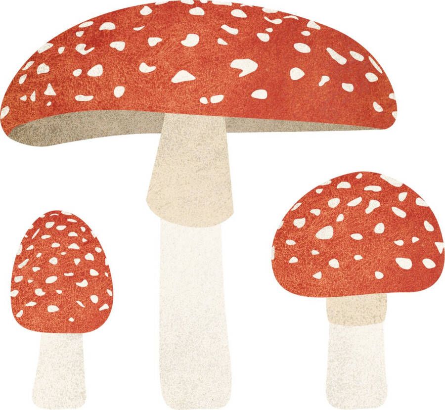 Thuismusje Vliegenzwam muurstickers set van 3 paddenstoelen