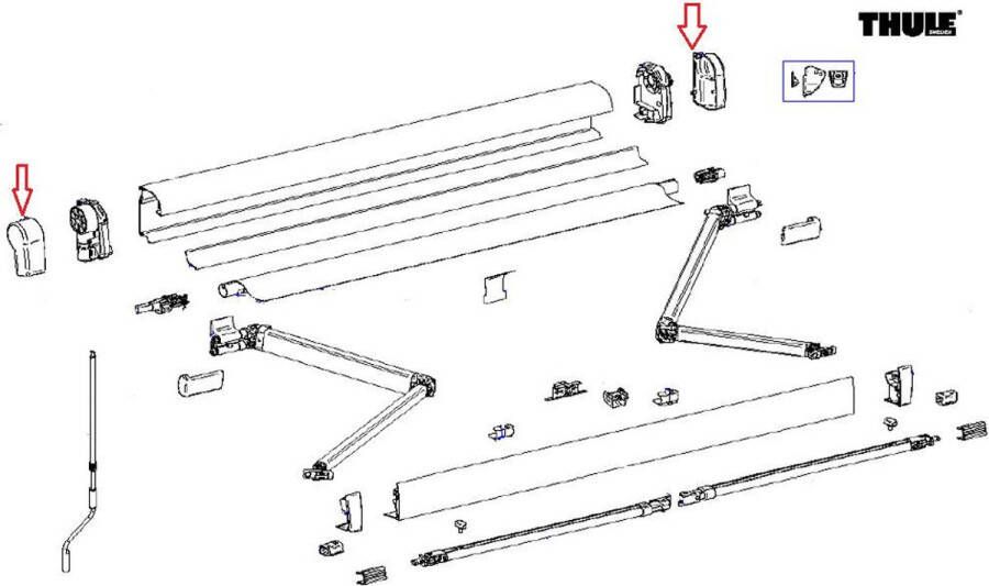 Thule 4900LH&RH Eindkappen Mainh. 4900 antra
