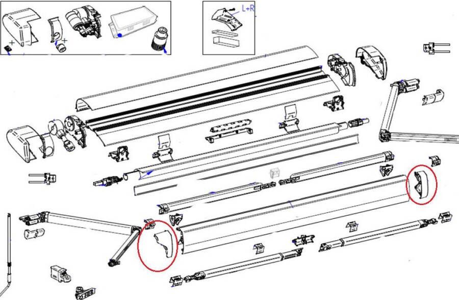 Thule 6300 Eindkap Lead Rail LH+RH Geanodiseerd