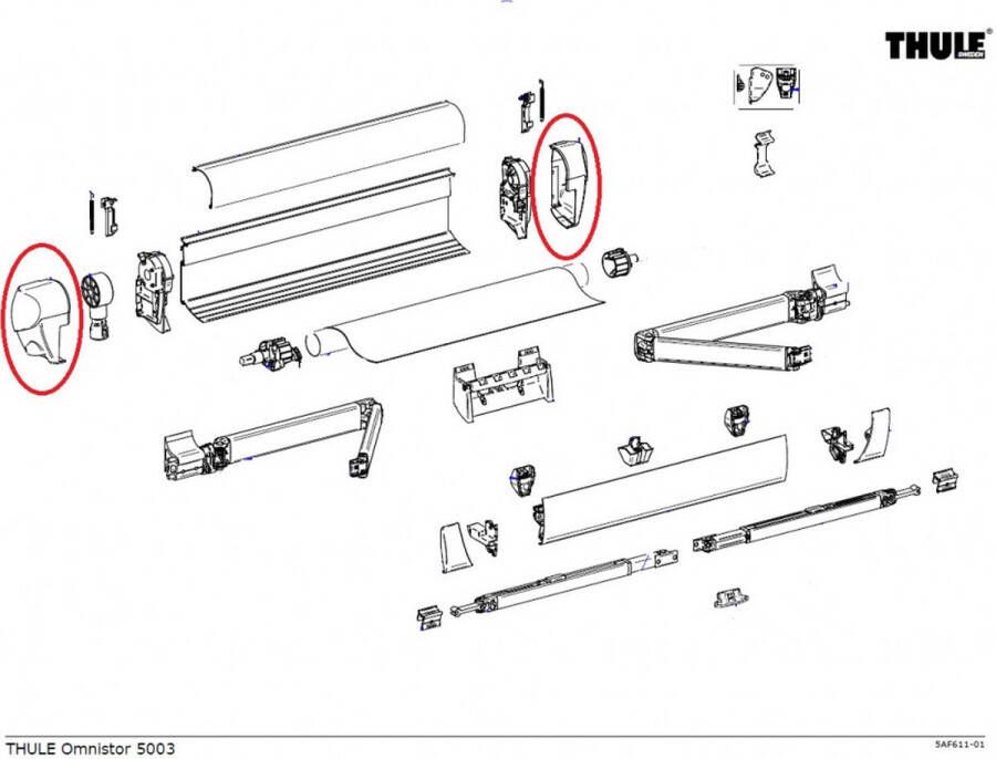 Thule Eindkap Lead Rail LH+RH 5003