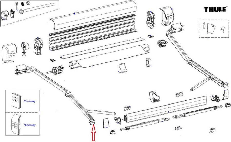 Thule Eindstuk Knikarm Leadrail L+R 8000 9200