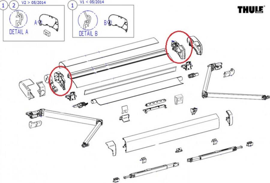 Thule LH&RH endplate assy 6200 white