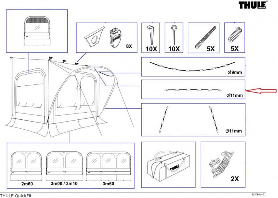 Thule Quickfit 360 L XL Tentstok Boven 11mm