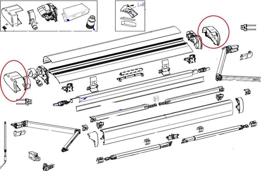 Thule 6300 Eindkap LH+RH Geanodiseerd
