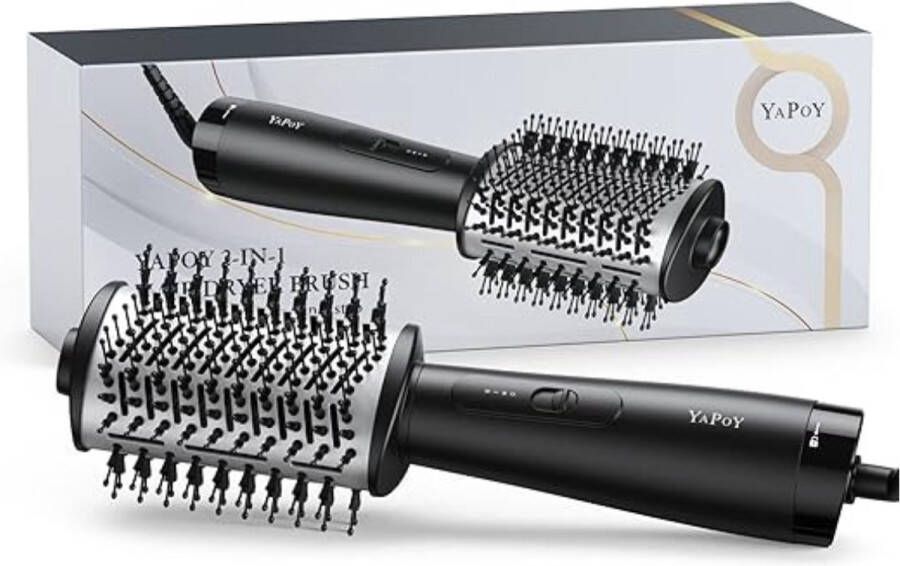 Thuys Föhnborstel – Haardroger met Borstel – Hetelucht – Krultang & Stijltang – Snel Drogen en Stijlen – Glad maken & Volume geven – Zuinig – Lichtgewicht – 900W Zwart