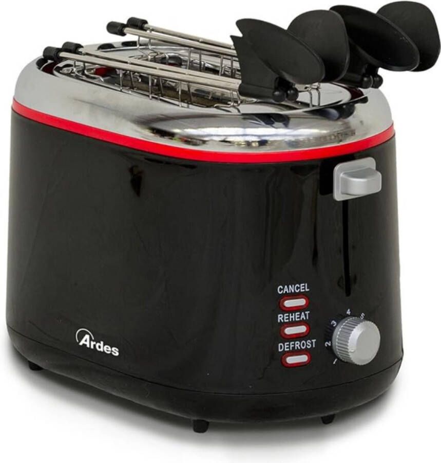 Thuys Luxe Broodrooster – Met Tostiklemmen – 3 Programma s – 6 Standen – Kruimellade – Compact Design – 800W – Automatische Uitschakeling Zwart