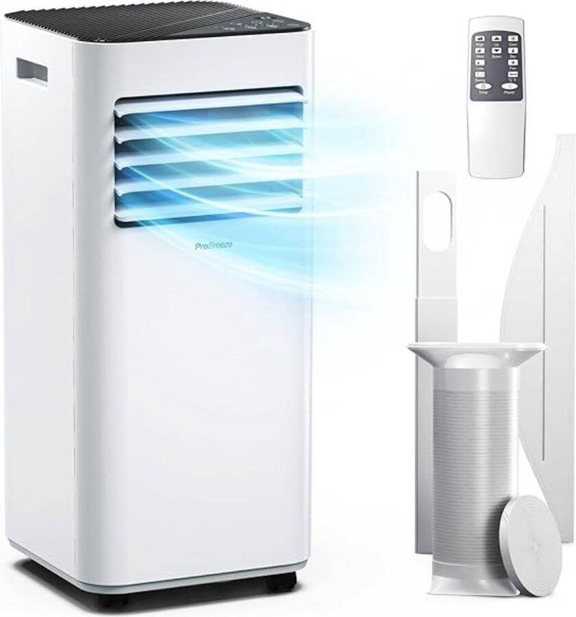 Thuys Luxe Mobiele Airco – 4 in 1 Airconditioning – Voor Slaapkamer Woonkamer Kantoor – Inclusief Vensterkit – Modern Design – Wit