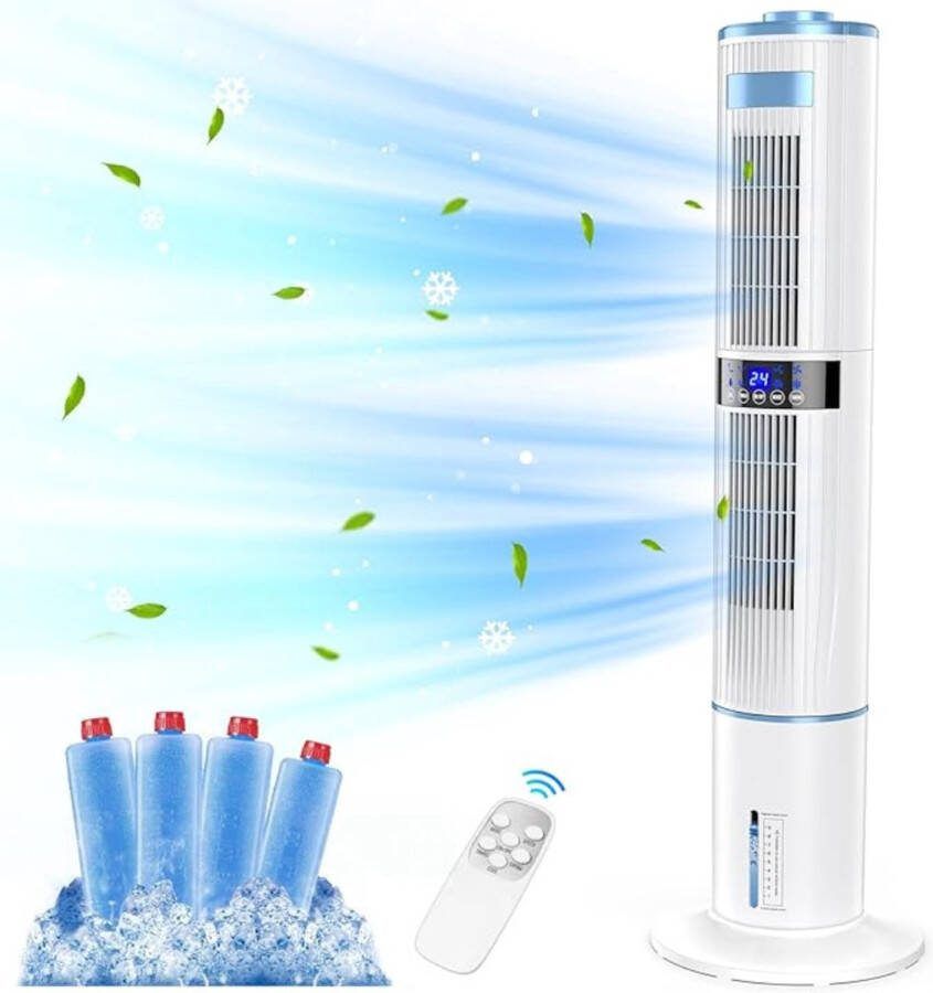 Thuys Luxe Mobiele Airco – Zonder Afvoer – 4 in 1 Torenventilator – Verdamping – 24 uur Timer – Afstandsbediening – Wit