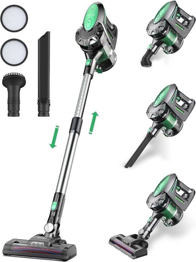 Thuys Luxe Stofzuiger zonder Zak – Op Accu – Draadloos – Vlekkenreiniger – Tapijtreiniger – Vacuum Cleaner – Lichtgewicht – Groen