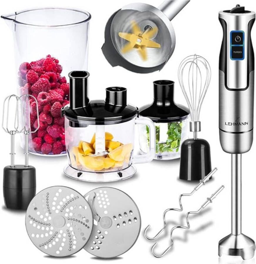 Thuys Multifunctionele Staafmixer Set – Met Hakmolen & Garde – Blender Smoothie – Instelbare Snelheid – 1 5L Capaciteit – 1200W