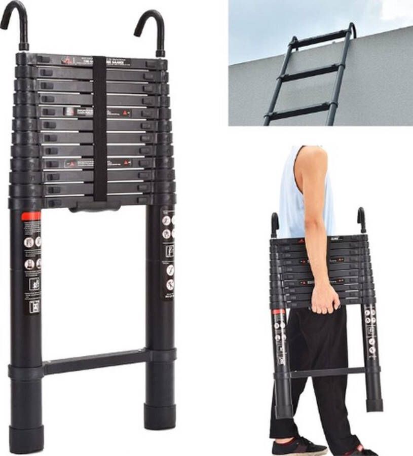 Thuys Professionele Telescoopladder 5 Meter Telescopische Vouwladder Telescopische Ladder Inklapbaar Soft Close – Vernieuwd Design