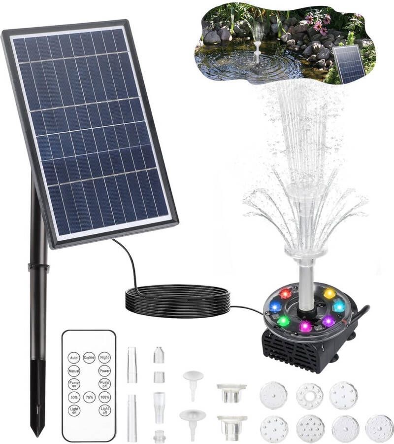 Thuys Solarfontein Solar fontein zonne energie Solar fontein LED Vijverpomp Vijver pomp Solar fontein op zonne energie