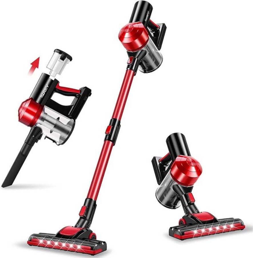 Thuys Stofzuiger zonder Zak – Op Accu – Tapijtreiniger – Vacuum Cleaner – Vlekkenreiniger – Draadloos – 150W – Rood