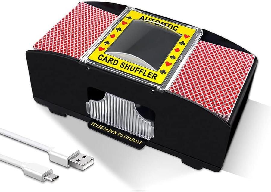 Thuys Kaartenschudmachine Voor 2 decks Automatische Kaartenschudder Schudmachine voor Poker Blackjack Speelkaarten Kaartmixer