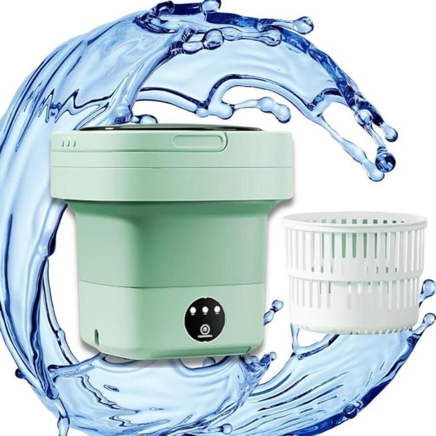 Thuys Mini Wasmachine – Met Centrifuge – Kleine Wasmachine – Draagbaar – Voor Thuis en op Reis – Opvouwbaar – Mint