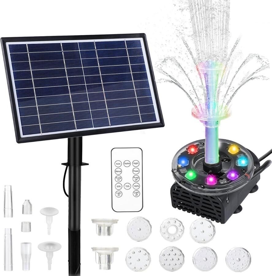 Thuys Solarfontein Solar fontein zonne energie Solar fontein LED Vijverpomp Vijver pomp Solar fontein op zonne energie