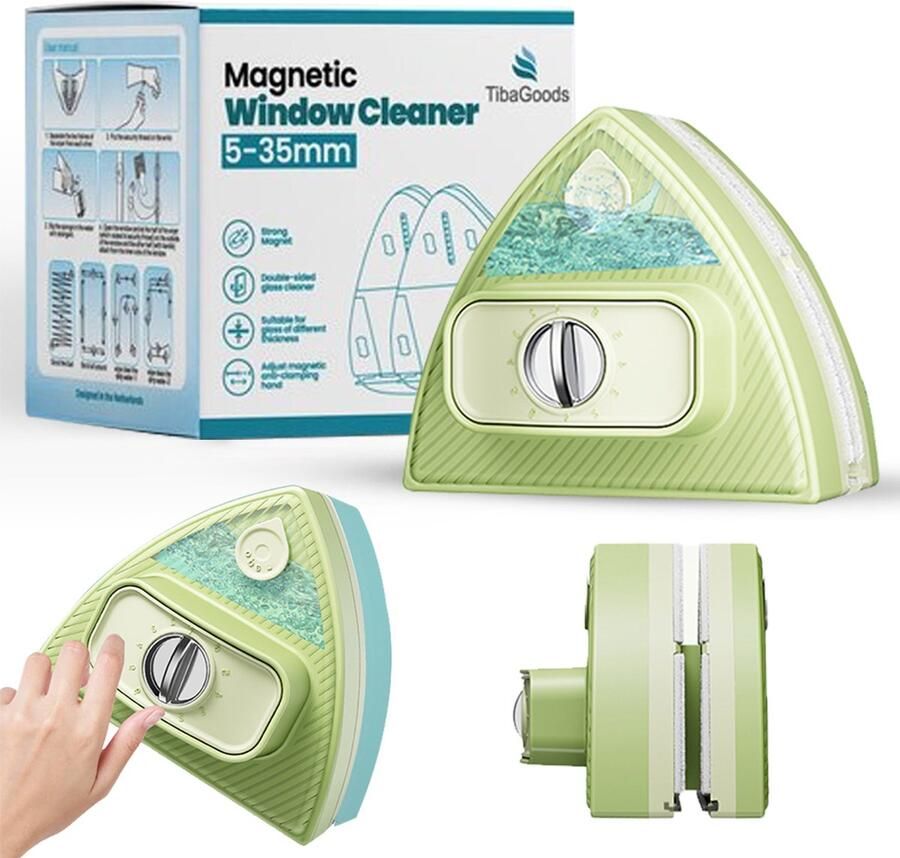 TibaGoods Magnetische Ramenwasser Pro Ruitenreiniger Raamwisser geschikt voor Dubbelglas Magneet Ramenwisser Dikte 5-35 mm