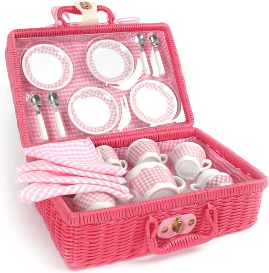 Tidlo Theeservies Picknick set In koffer Roze