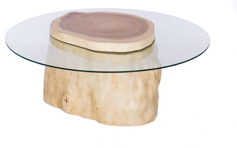 Timberstyle Salontafel hout rond Suar hout boomstamtafel 120 cm.
