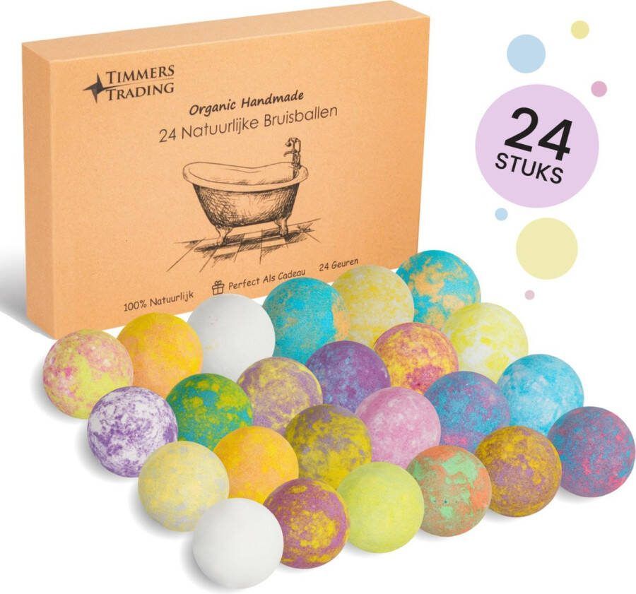 Timmers trading Bruisballen voor bad – XL maat – 24 unieke geuren en kleuren – 100% Natuurlijk bruisballen kind