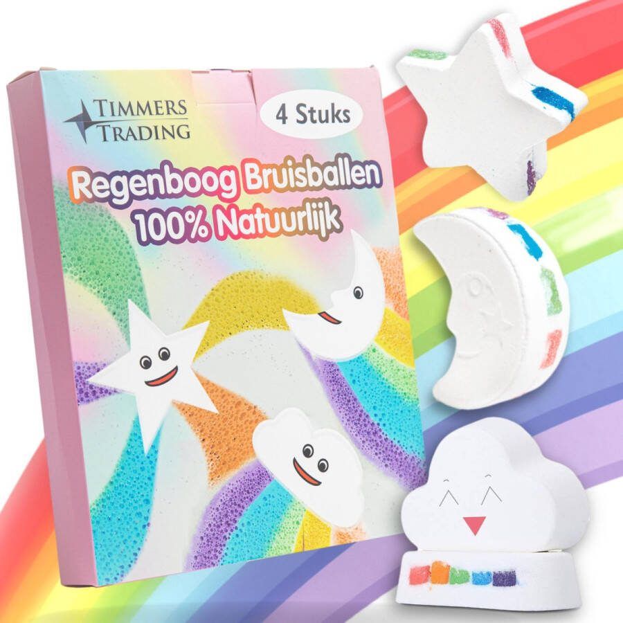 Timmers trading Regenboog Bruisballen voor Bad 4 unieke vormen geuren en kleuren bruisballen kind