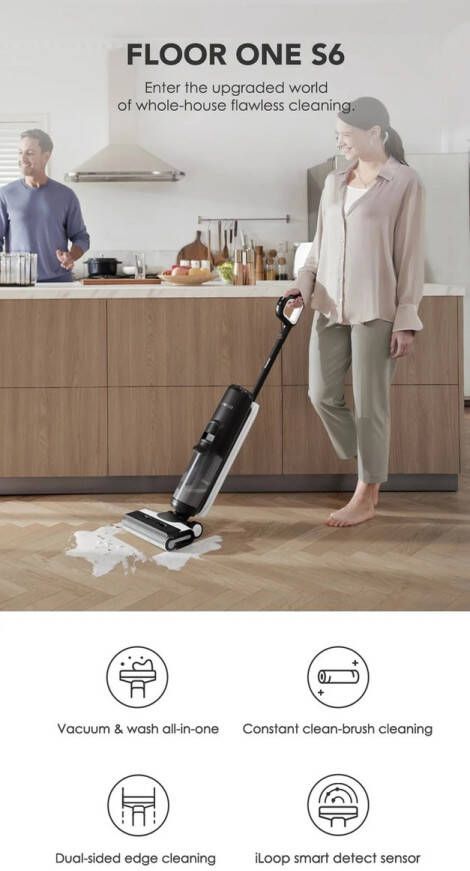 Tineco Floor One S6 Pro 2 Vloerreiniger Droog en Nat Stofzuigt en dweilt harde vloeren tegelijkertijd Ideaal ook voor huisdierhaar