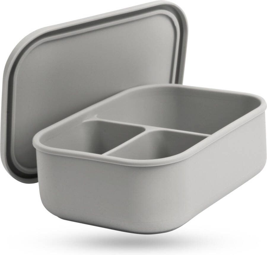 Tinodés Lunchbox met 3 Compartimenten Meal Prep Bakjes Lunchbox voor Volwassenen en Kinderen Siliconen Broodtrommel Met Vakjes 800 ml