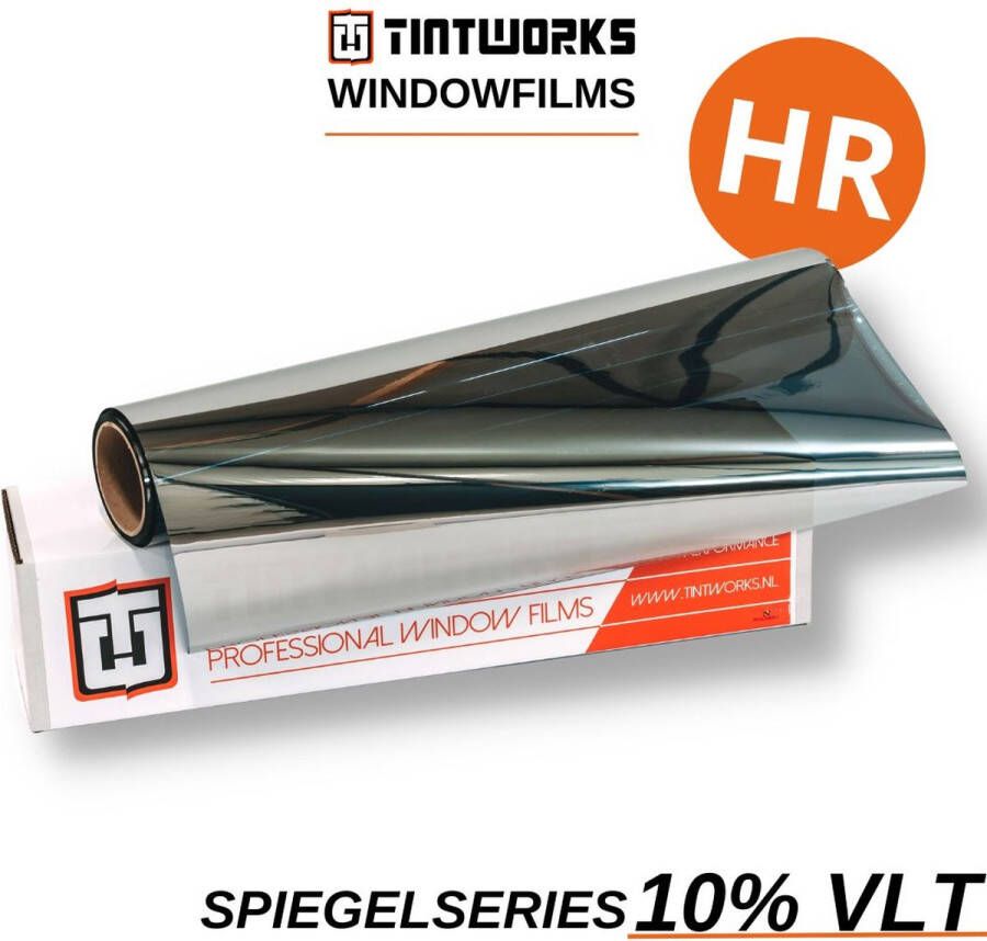 Tintworks Raamfolie spiegeleffect spiegelfolie anti inkijk 10% VLT Normaal glas 300cm x 122cm Zonwerend & isolerend Professionele A-kwaliteit