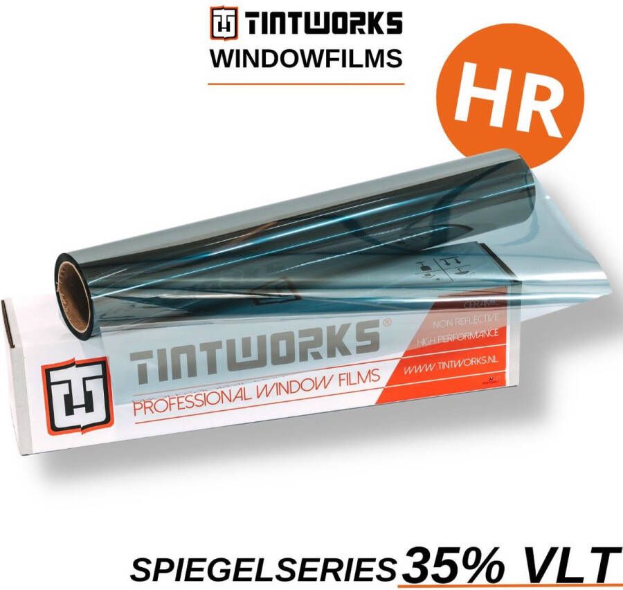 Tintworks Raamfolie spiegeleffect spiegelfolie anti inkijk 35% VLT HR(+++) Glas 300cm x 91cm Zonwerend & isolerend Professionele A-kwaliteit