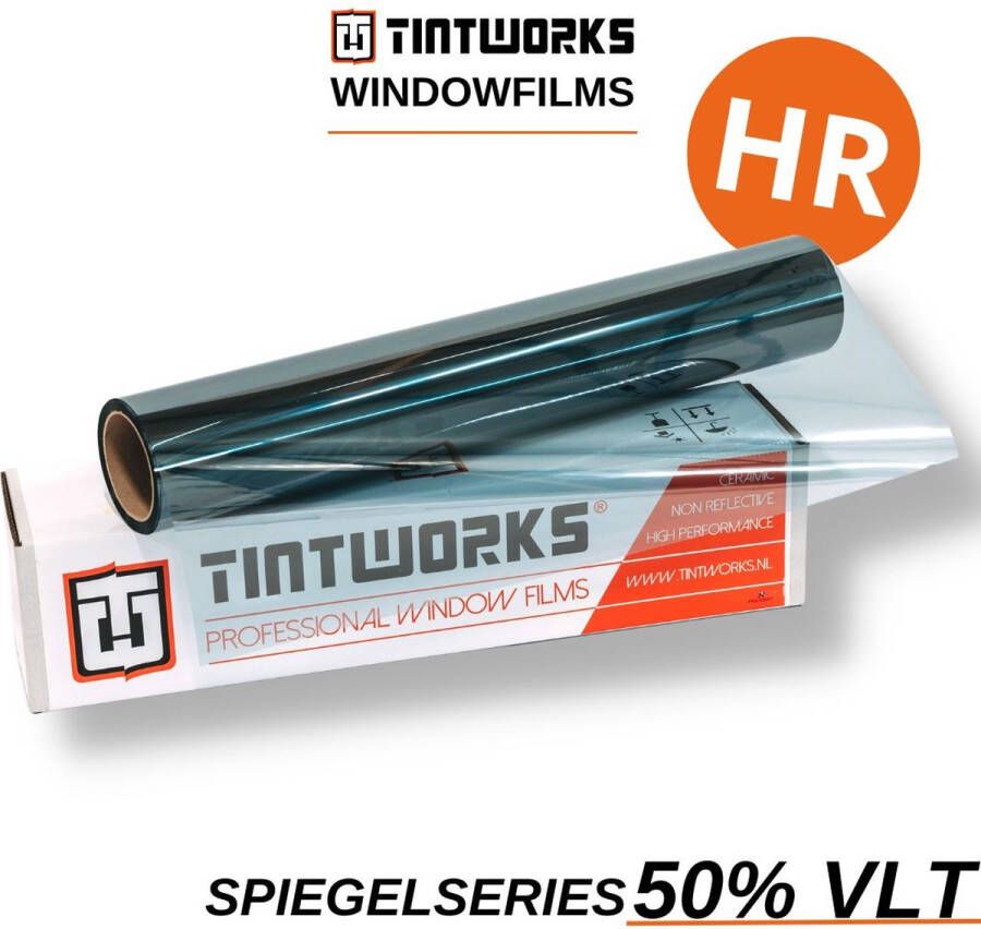 Tintworks Raamfolie spiegeleffect spiegelfolie anti inkijk 50% VLT HR(+++) Glas 300cm x 61cm Zonwerend & isolerend Professionele A-kwaliteit