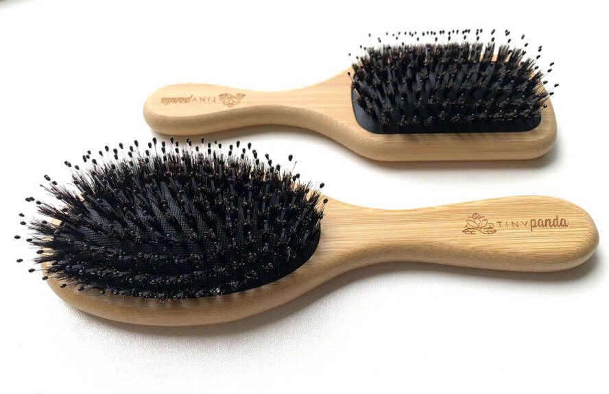 Tiny Panda Bamboe Haarborstels 2 stuks Hair Brushes Anti Klit Zijdezacht haar Set