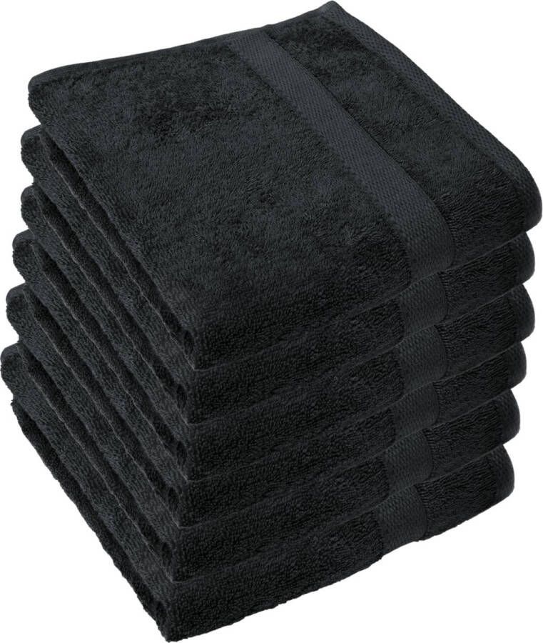 Tiseco Badhanddoek 50x100cm zwart SET 6