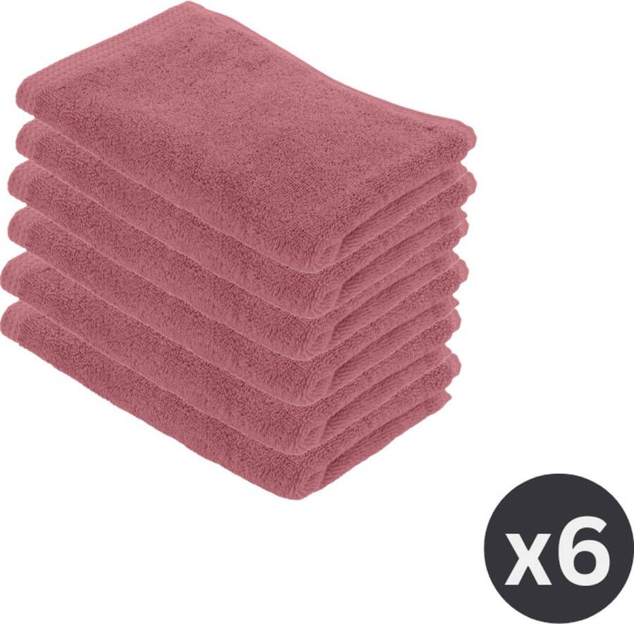 Tiseco Gastendoekje DELUX 30x50cm oud roze SET 6