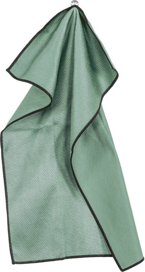 Tiseco Home Studio Glazendoek ESSENTIALS SET 4 85% PE 15% PA poleerdoek pluisvrij streepvrij ultra-absorberend 40x60 cm Greenstone