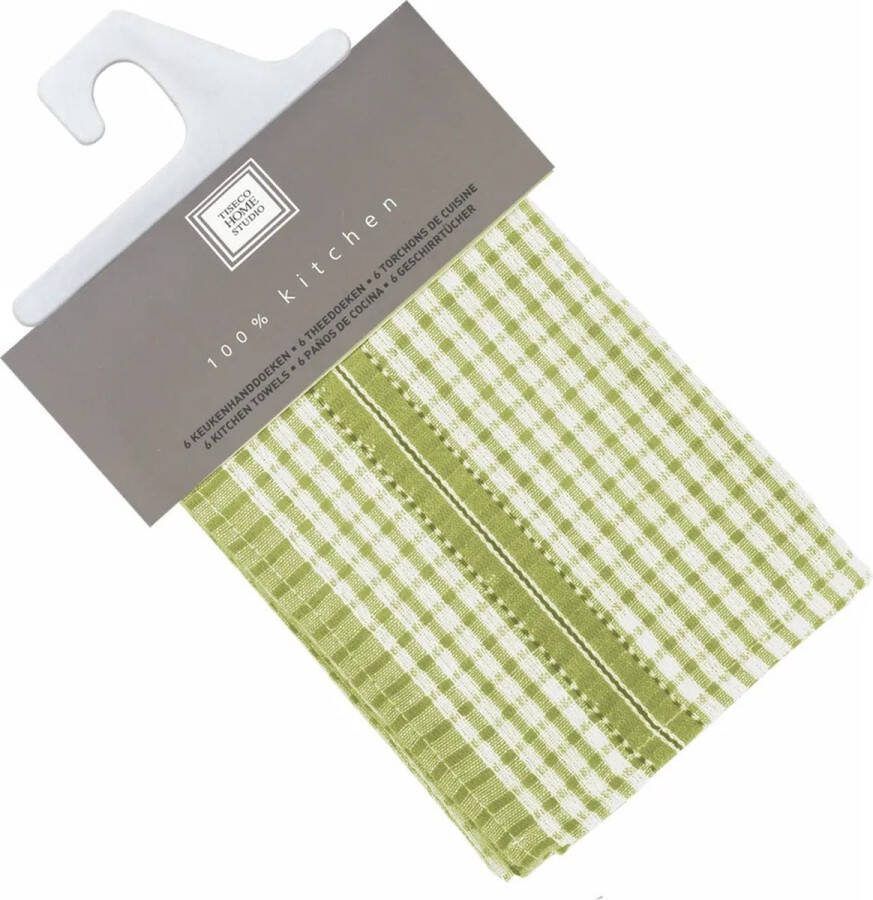 Tiseco Home Studio 12 x keukenhanddoek LiMOEN GROEN 45x70 cm 100% katoen Set van 12 stuks