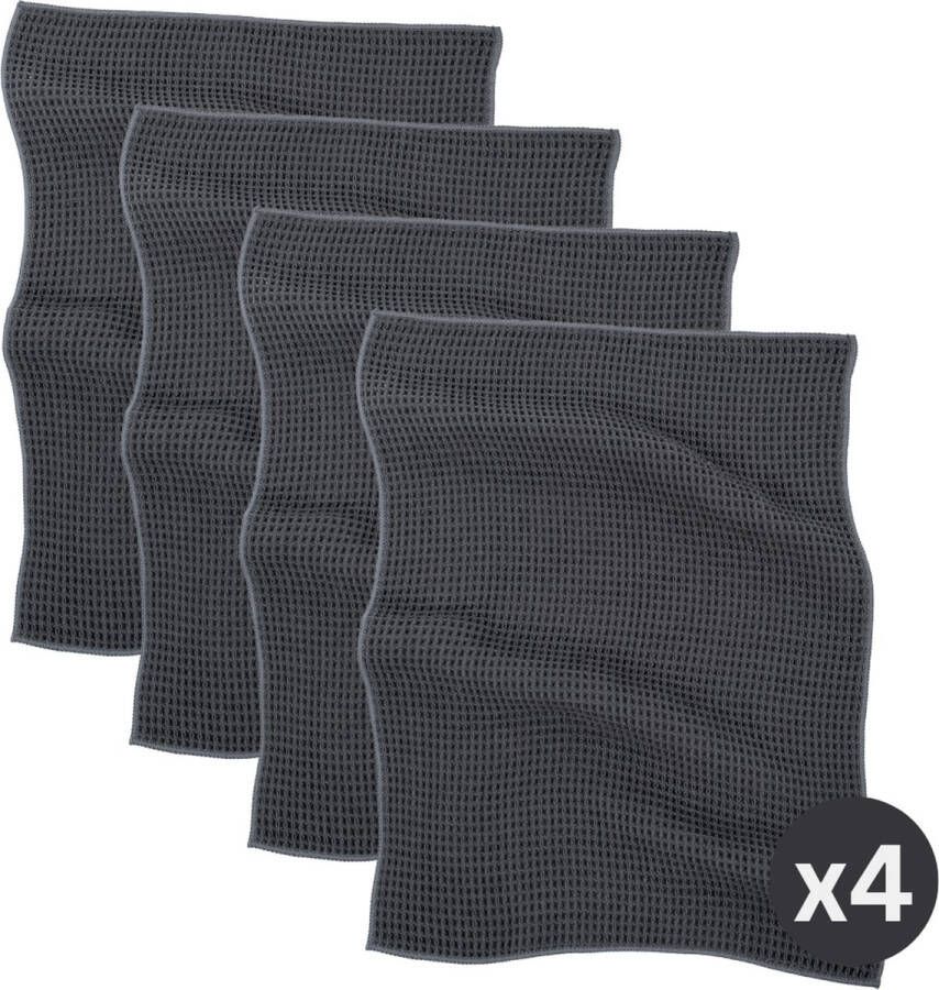 Tiseco Home Studio Keukenhanddoek ESSENTIALS SET 4 85% PE 15% PA microvezel ultra-absorberend sneldrogend duurzaam materiaal 40x60 cm Blauw