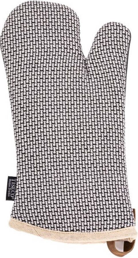 Tiseco Home Studio Ovenwant SHERLOCK BRICKS SET 2 90% polyester-10% katoen 1 links 1 rechts neopreen ophanglus 17x33 cm zwart wit