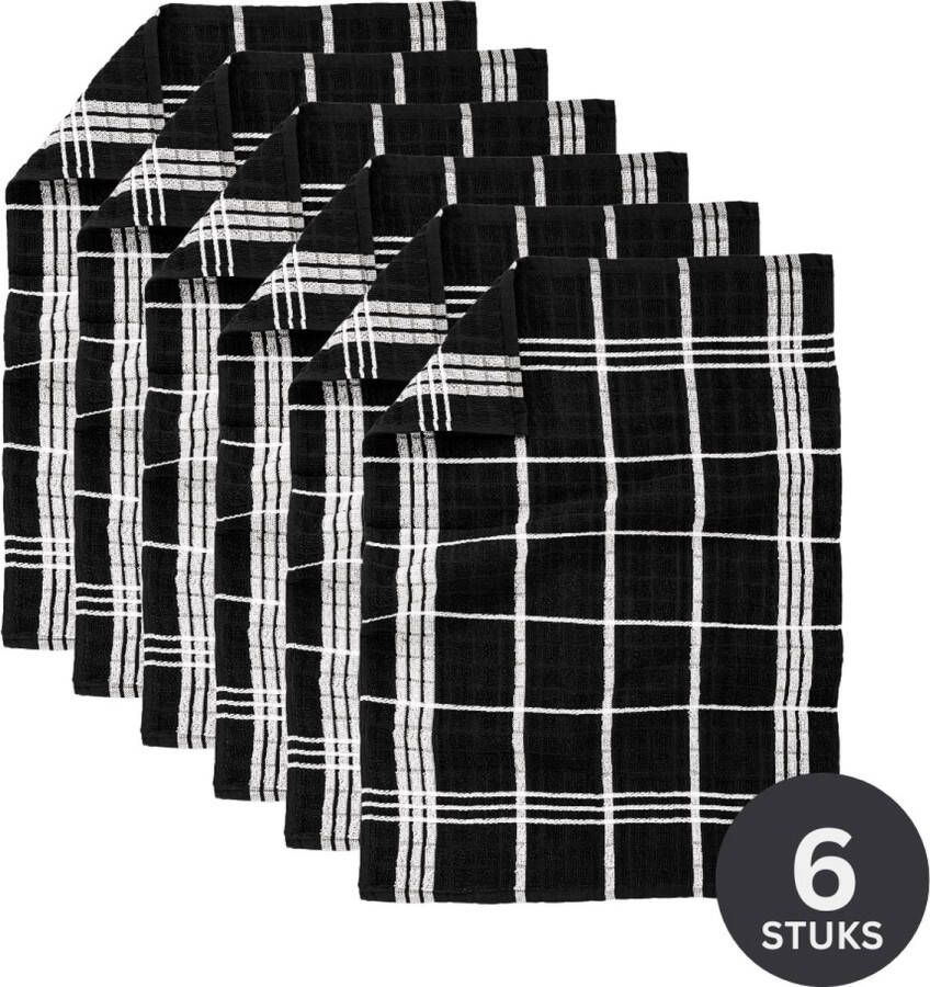 Tiseco Keukenhanddoek OMAN 50x70cm set 6 zwart