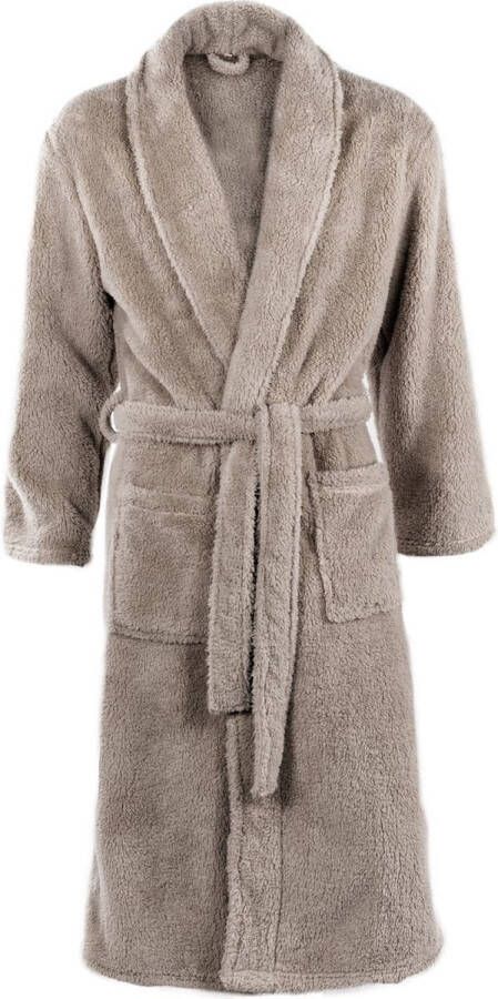 Tiseco Luxe badjas unisex s m Taupe Pluche Extra Zacht