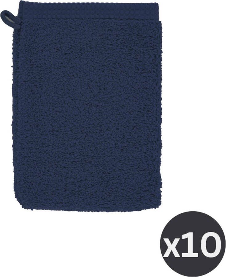Tiseco Washandje DELUX 15x21cm donkerblauw SET 10