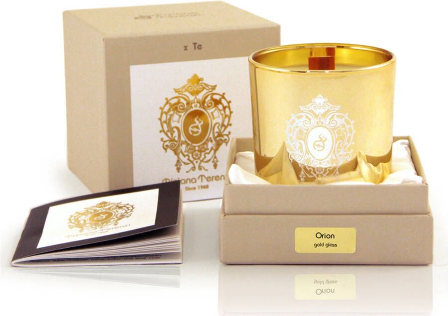 Tiziana Terenzi Orion (Geurkaars met houten lont) 170gr 49 branduren Luxe geurkaarsen Goud glas Interieur musthave scented candle