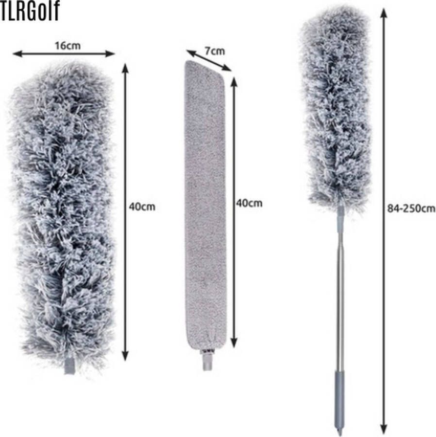 TLRGolf Luxe Plumeau Stofborstel + 2 Opzetstukken Plumeau Uitschuifbaar 84 cm t m 250 cm Plumeau met Telecoopsteel Plumeaus