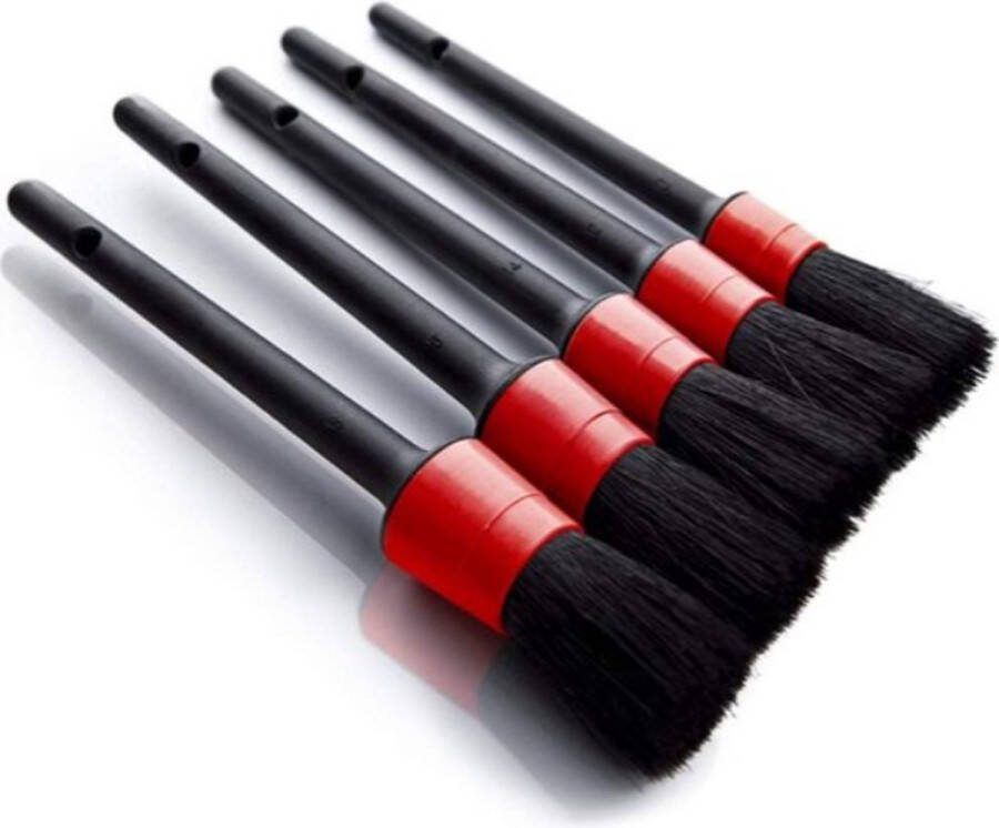 TLVX Auto Schoonmaakborstels – Interieur – Exterieur reinigen Detailing Brush Set Car Cleaning Automotive Detail Cleaning Borstels voor het reinigen van interieur – exterieur – embleem ventilator – luchtopeningen Velgenborstels 5 stuks