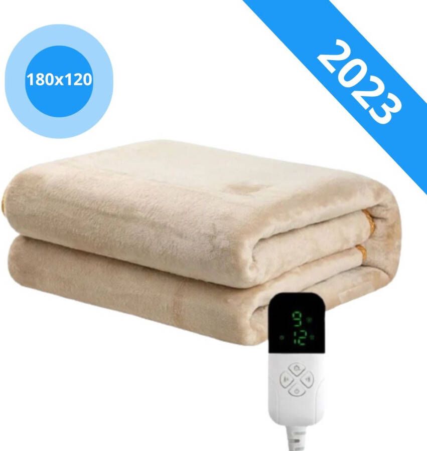 KoopKrachtig Elektrische deken Beige 180cm x 120cm 9 Standen Met verstelbare timer Warmtedeken