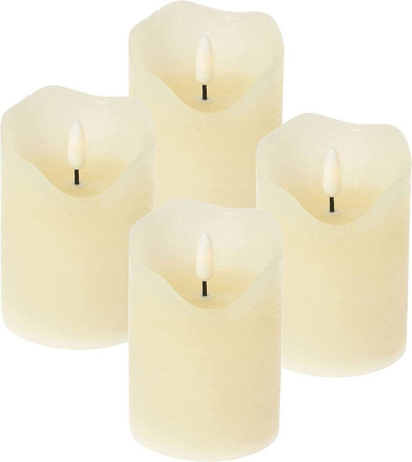 ToCi LED kaarsen crème Ø 7 x 10 cm set van 4 met zwarte lont en timer 4 vlamloze echte wax kaarsen adventskaarsen graflichten